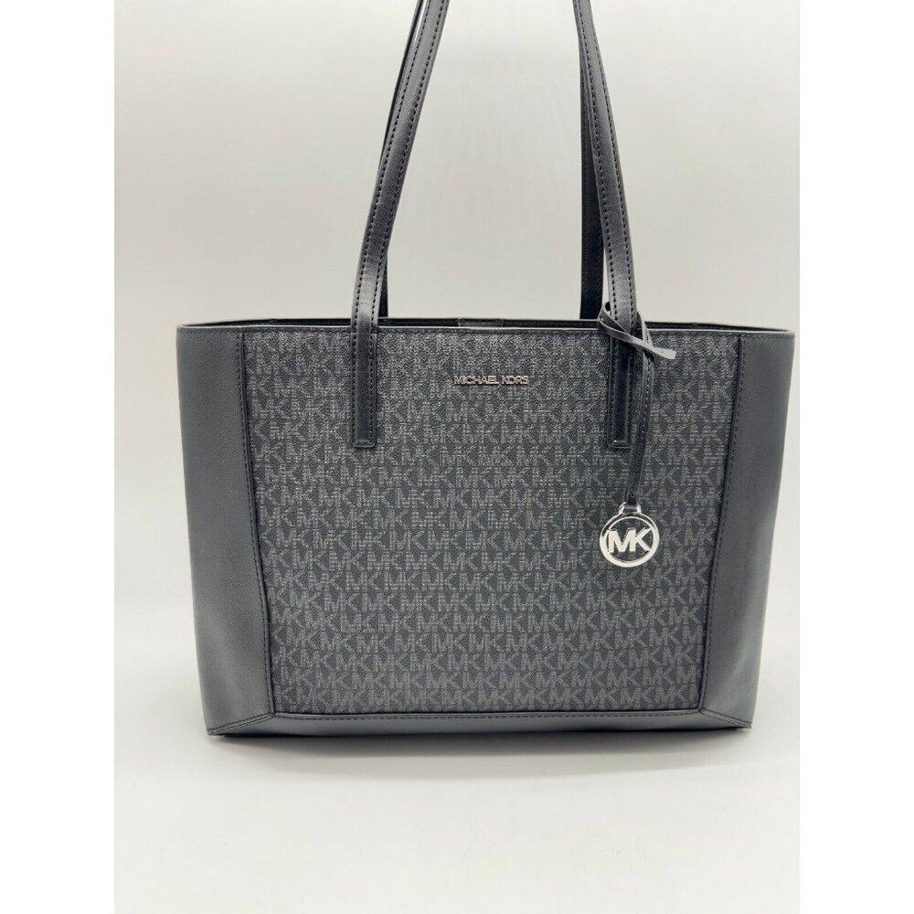 MICHAEL KORS Sallie monogram logo East West women's large tote - Black & Silver - Picture 4 of 11